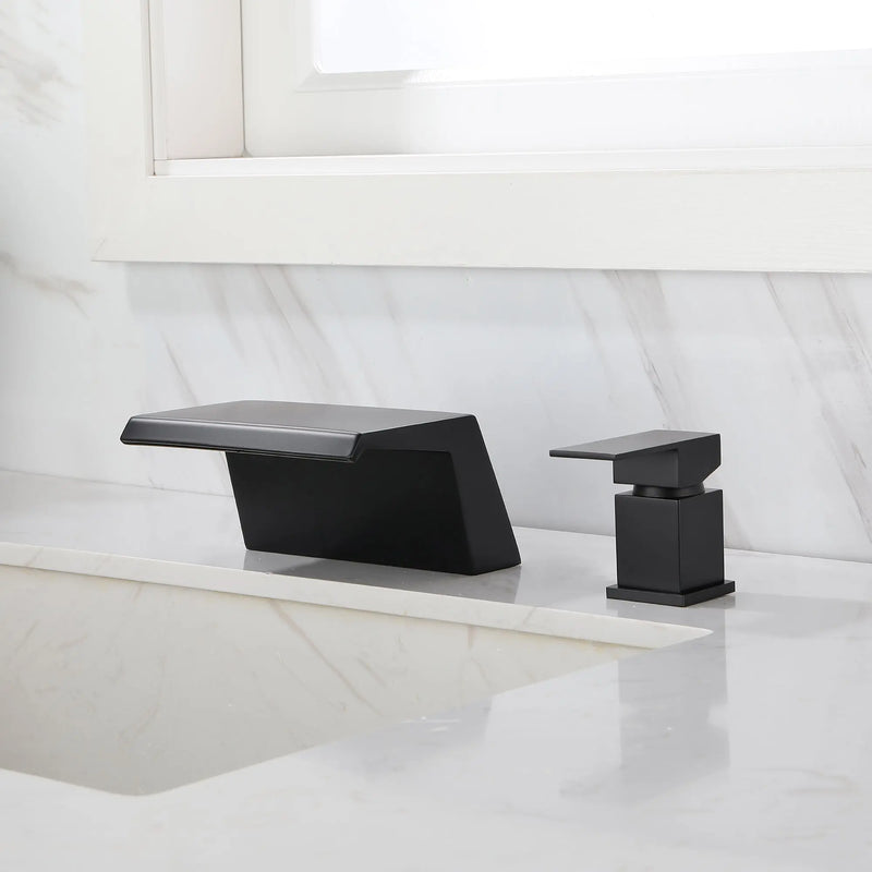 Waterfall Tub Filler Deck Mount, 2 Hole Roman Bathtub Faucet, 1-Handle Bathroom Faucet 2 Hole waterfall-tub-filler-deck-mount-2-hole-roman-bathtub-faucet-1 
