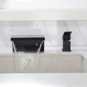 Waterfall Tub Filler Deck Mount, 2 Hole Roman Bathtub Faucet, 1-Handle Bathroom Faucet 2 Hole waterfall-tub-filler-deck-mount-2-hole-roman-bathtub-faucet-1 Matte Black / Brass / 11.8 x 10.6 x 5.1 Inches