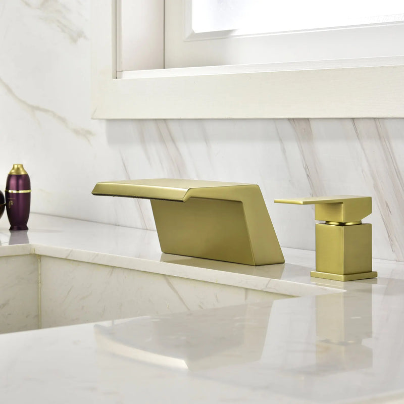 Waterfall Tub Filler Deck Mount, 2 Hole Roman Bathtub Faucet, 1-Handle Bathroom Faucet 2 Hole waterfall-tub-filler-deck-mount-2-hole-roman-bathtub-faucet-1 