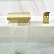 Waterfall Tub Filler Deck Mount, 2 Hole Roman Bathtub Faucet, Single Handle Brass Body Bathroom Faucet waterfall-tub-filler-deck-mount-2-hole-roman-bathtub-faucet 
