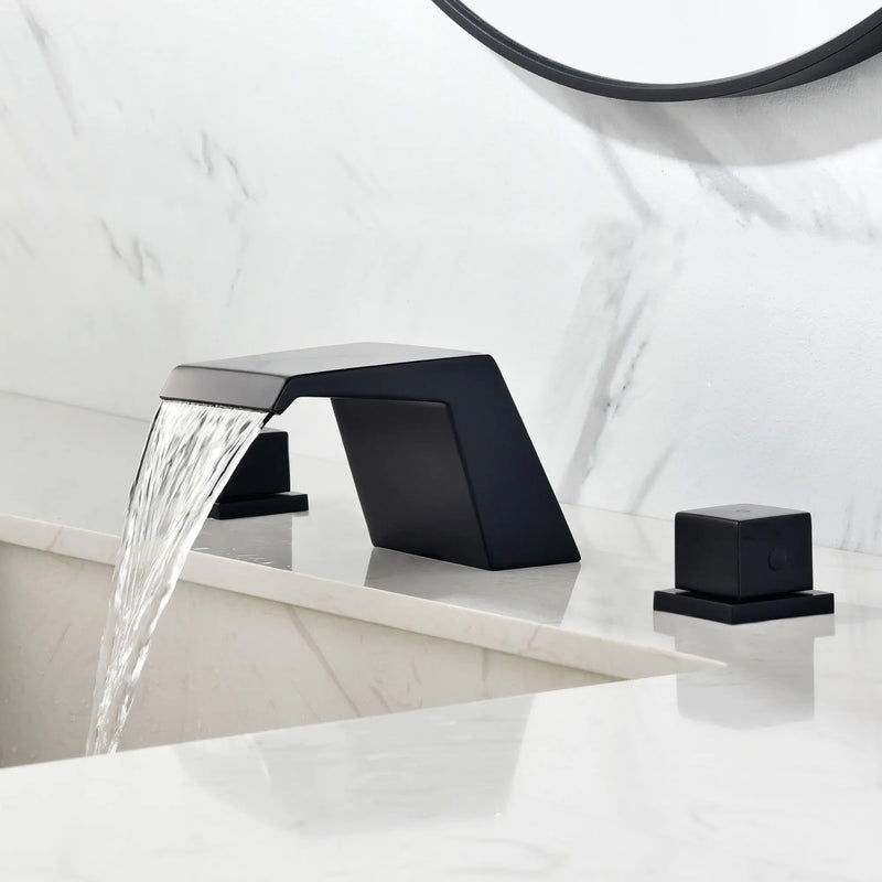 Waterfall Tub Filler Deck Mount, 3 Hole Roman Bathtub Faucet Two Square Handle Bathroom Sink Faucet waterfall-tub-filler-deck-mount-3-hole-roman-bathtub-faucet-two-square-handle-bathroom-sink-faucet 