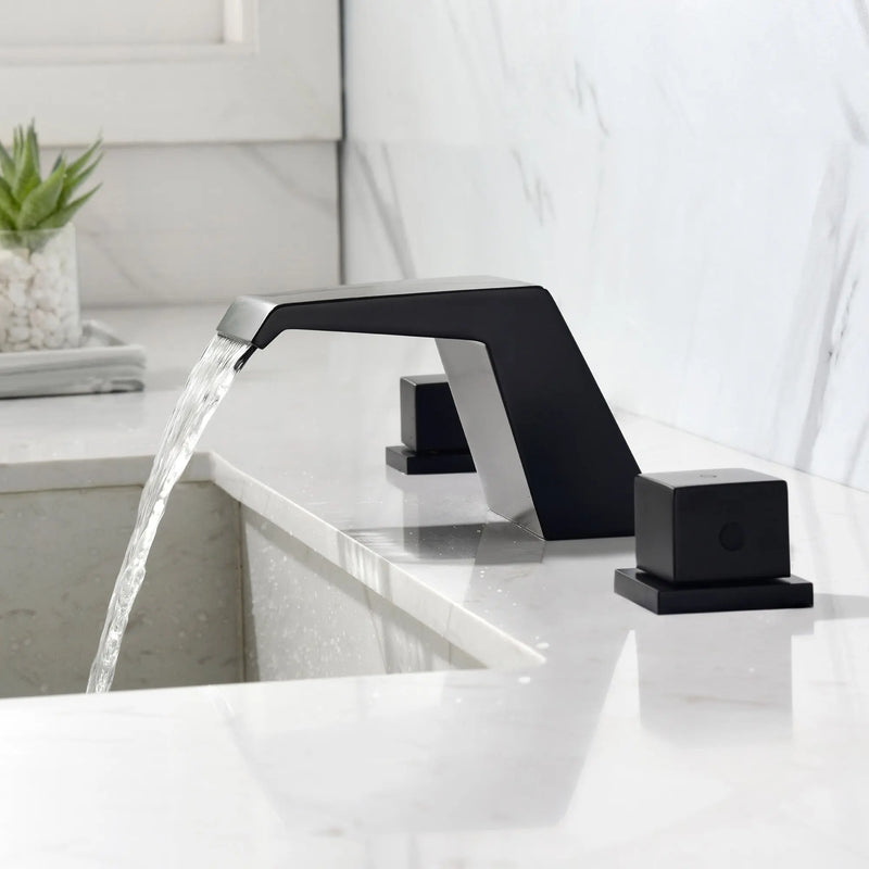 Waterfall Tub Filler Deck Mount, 3 Hole Roman Bathtub Faucet Two Square Handle Bathroom Sink Faucet waterfall-tub-filler-deck-mount-3-hole-roman-bathtub-faucet-two-square-handle-bathroom-sink-faucet 
