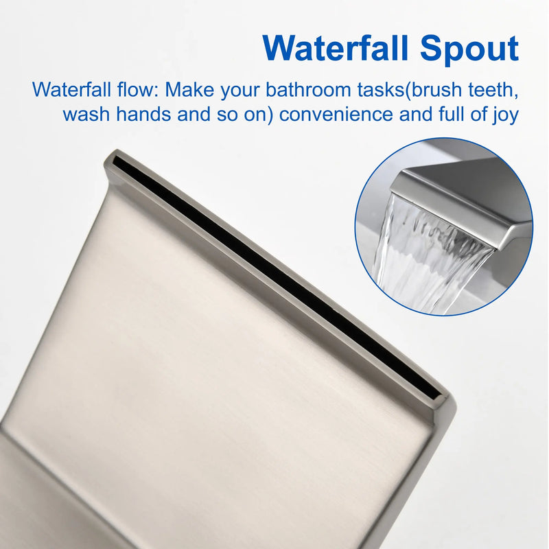 Waterfall Tub Filler Deck Mount, 3 Hole Roman Bathtub Faucet Two Square Handle Bathroom Sink Faucet waterfall-tub-filler-deck-mount-3-hole-roman-bathtub-faucet-two-square-handle-bathroom-sink-faucet 
