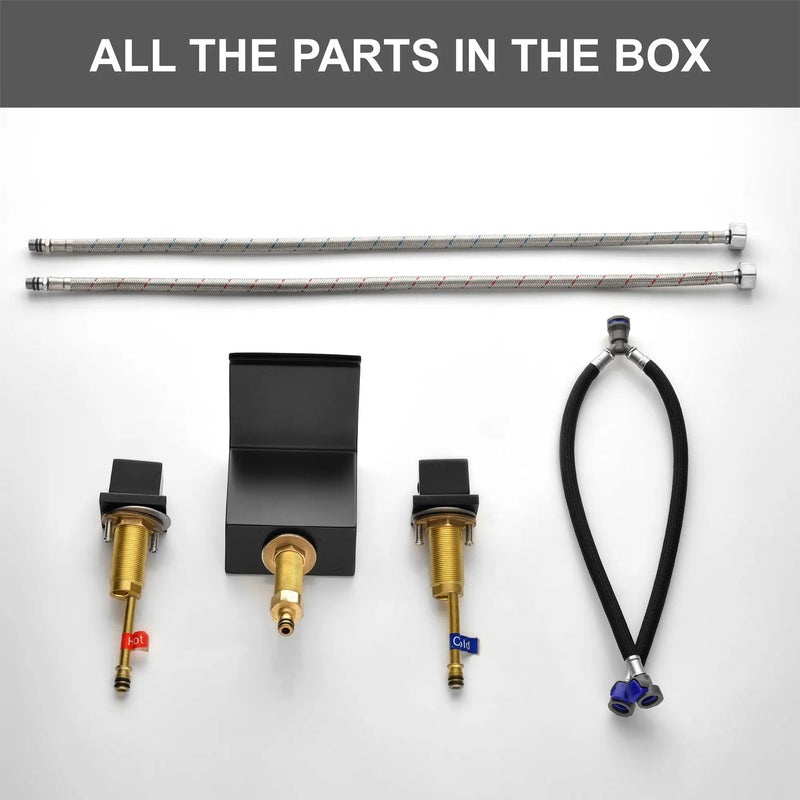 Waterfall Tub Filler Deck Mount, 3 Hole Roman Bathtub Faucet Two Square Handle Bathroom Sink Faucet waterfall-tub-filler-deck-mount-3-hole-roman-bathtub-faucet-two-square-handle-bathroom-sink-faucet 