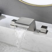 Waterfall Tub Filler Deck Mount, 3 Hole Roman Bathtub Faucet Two Square Handle Bathroom Sink Faucet waterfall-tub-filler-deck-mount-3-hole-roman-bathtub-faucet-two-square-handle-bathroom-sink-faucet Brushed Nickel / Brass / 11.97 x 10.39 x 5.2 inches