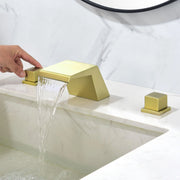 Waterfall Tub Filler Deck Mount, 3 Hole Roman Bathtub Faucet Two Square Handle Bathroom Sink Faucet waterfall-tub-filler-deck-mount-3-hole-roman-bathtub-faucet-two-square-handle-bathroom-sink-faucet Brushed Gold / Brass / 11.97 x 10.39 x 5.2 inches
