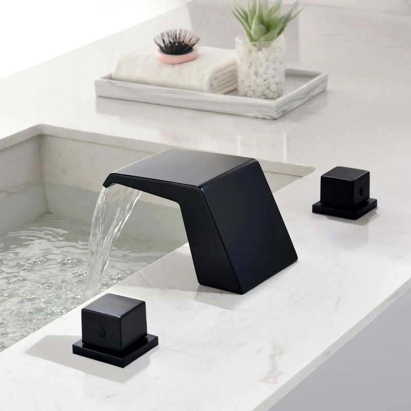 Waterfall Tub Filler Deck Mount, 3 Hole Roman Bathtub Faucet Two Square Handle Bathroom Sink Faucet waterfall-tub-filler-deck-mount-3-hole-roman-bathtub-faucet-two-square-handle-bathroom-sink-faucet 