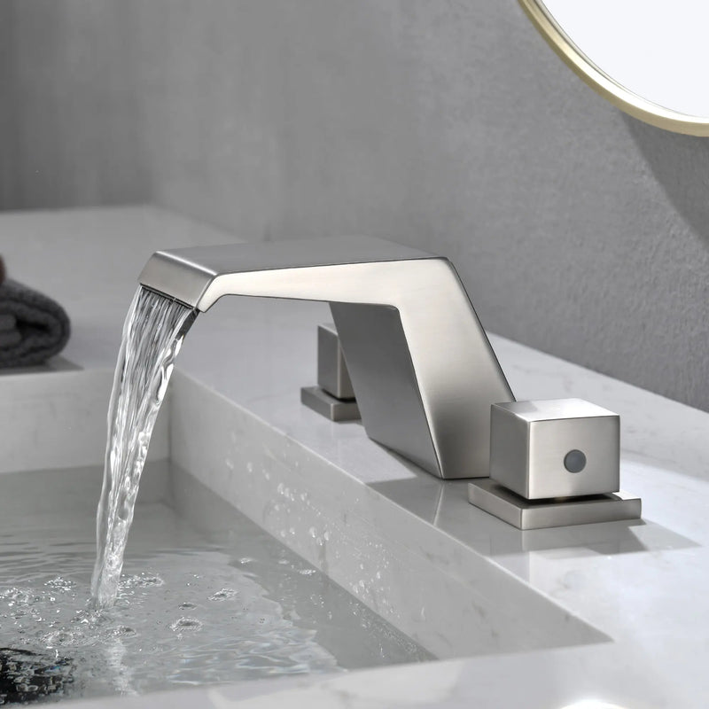Waterfall Tub Filler Deck Mount, 3 Hole Roman Bathtub Faucet Two Square Handle Bathroom Sink Faucet waterfall-tub-filler-deck-mount-3-hole-roman-bathtub-faucet-two-square-handle-bathroom-sink-faucet 