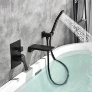 Waterfall Wall Mounted Bathtub Faucet with Hand Shower in Brushed Gold, Brushed Nickel, Matte Black waterfall-wall-mounted-bathtub-faucet-with-hand-shower 