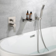 Waterfall Wall Mounted Bathtub Faucet with Hand Shower in Brushed Gold, Brushed Nickel, Matte Black waterfall-wall-mounted-bathtub-faucet-with-hand-shower 