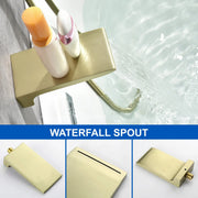 Waterfall Wall Mounted Bathtub Faucet with Hand Shower in Brushed Gold, Brushed Nickel, Matte Black waterfall-wall-mounted-bathtub-faucet-with-hand-shower 