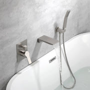 Waterfall Wall Mounted Bathtub Faucet with Hand Shower in Brushed Gold, Brushed Nickel, Matte Black waterfall-wall-mounted-bathtub-faucet-with-hand-shower 