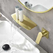 Waterfall faucet for bathtubs and washbasins ‎One Handle Hot Cold Water Mixer 2 Holes Wall Mount Vanity Faucet waterfall-faucet-for-bathtubs-and-washbasins Gold / Brass / 12.9 x 8.0 x 3.7 inches
