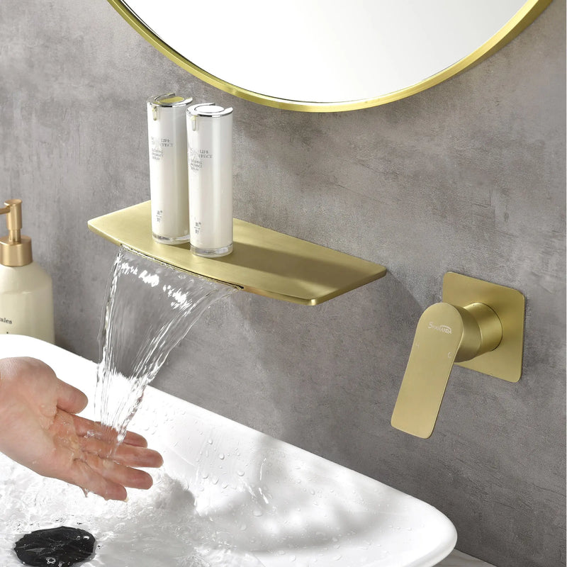 Waterfall faucet for bathtubs and washbasins ‎One Handle Hot Cold Water Mixer 2 Holes Wall Mount Vanity Faucet waterfall-faucet-for-bathtubs-and-washbasins 