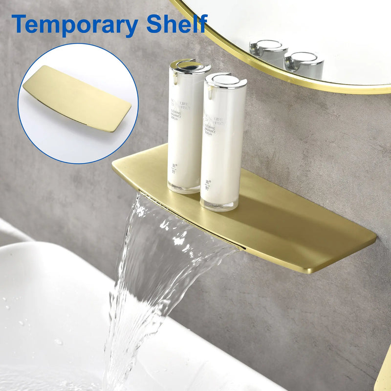 Waterfall faucet for bathtubs and washbasins ‎One Handle Hot Cold Water Mixer 2 Holes Wall Mount Vanity Faucet waterfall-faucet-for-bathtubs-and-washbasins 