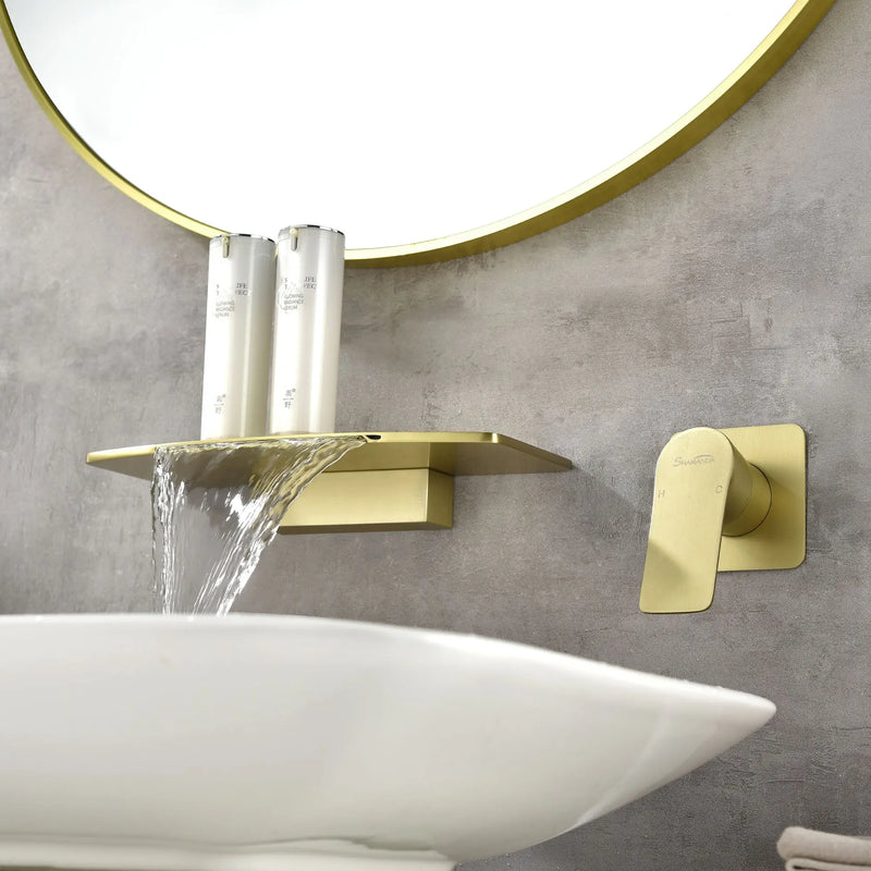 Waterfall faucet for bathtubs and washbasins ‎One Handle Hot Cold Water Mixer 2 Holes Wall Mount Vanity Faucet waterfall-faucet-for-bathtubs-and-washbasins 