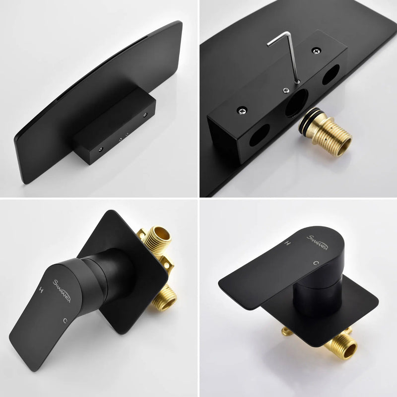Waterfall faucet for bathtubs and washbasins ‎One Handle Hot Cold Water Mixer 2 Holes Wall Mount Vanity Faucet waterfall-faucet-for-bathtubs-and-washbasins 