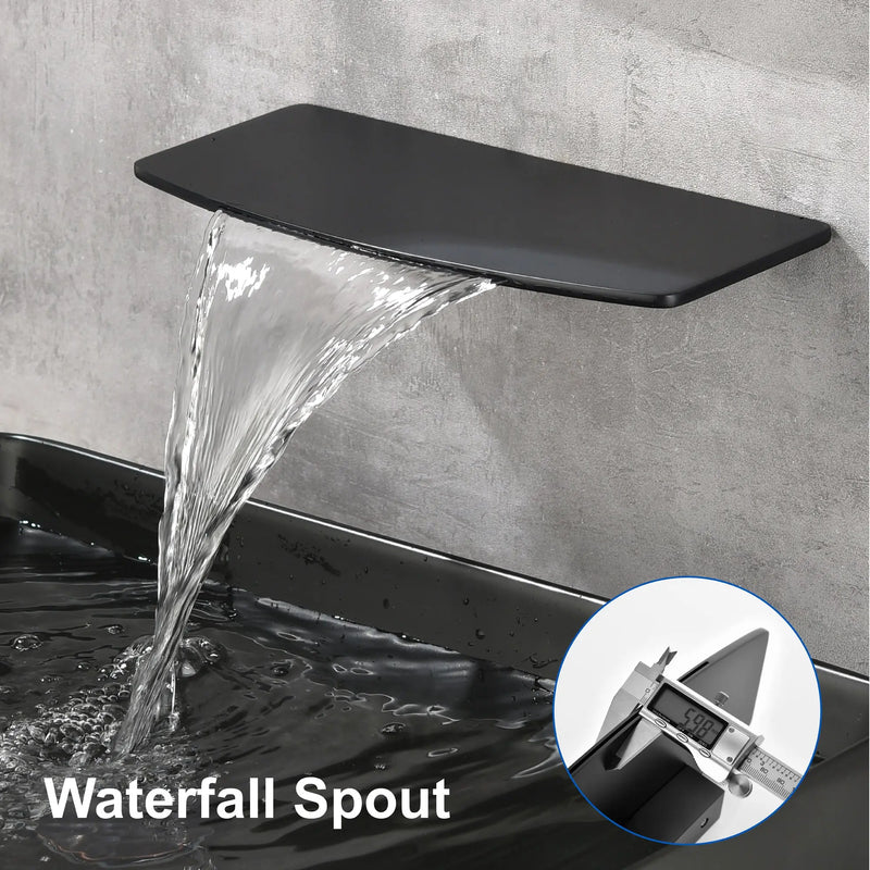 Waterfall faucet for bathtubs and washbasins ‎One Handle Hot Cold Water Mixer 2 Holes Wall Mount Vanity Faucet waterfall-faucet-for-bathtubs-and-washbasins 
