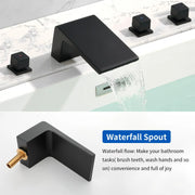 Waterfall tub filler Deck Mount square 5 Hole Bathtub Faucets Set with sprayer and 4.7inch waterfall spout waterfall-tub-filler-5-piece-deck-mount-square-5-hole-bathtub-faucets-set-with-sprayer 
