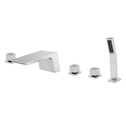 Waterfall tub filler Deck Mount square 5 Hole Bathtub Faucets Set with sprayer and 4.7inch waterfall spout waterfall-tub-filler-5-piece-deck-mount-square-5-hole-bathtub-faucets-set-with-sprayer Brushed Nickel / Brass & SUS304 / 17.5*13.4*5.5 inches
