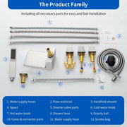 Waterfall tub filler Deck Mount square 5 Hole Bathtub Faucets Set with sprayer and 4.7inch waterfall spout waterfall-tub-filler-5-piece-deck-mount-square-5-hole-bathtub-faucets-set-with-sprayer 