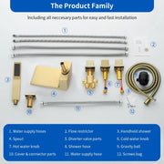 Waterfall tub filler Deck Mount square 5 Hole Bathtub Faucets Set with sprayer and 4.7inch waterfall spout waterfall-tub-filler-5-piece-deck-mount-square-5-hole-bathtub-faucets-set-with-sprayer 