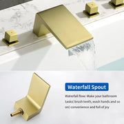 Waterfall tub filler Deck Mount square 5 Hole Bathtub Faucets Set with sprayer and 4.7inch waterfall spout waterfall-tub-filler-5-piece-deck-mount-square-5-hole-bathtub-faucets-set-with-sprayer 