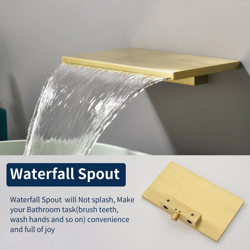 Wide Waterfall Faucet for Vessel Sinks Stainless Steel Single Lever Two Hole Wall Mounted Bathroom Faucet with Brass Connector wide-waterfall-faucet-for-vessel-sinks-stainless-steel-single-lever-two-hole-wall-mounted-bathroom-faucet-with-brass-connector 