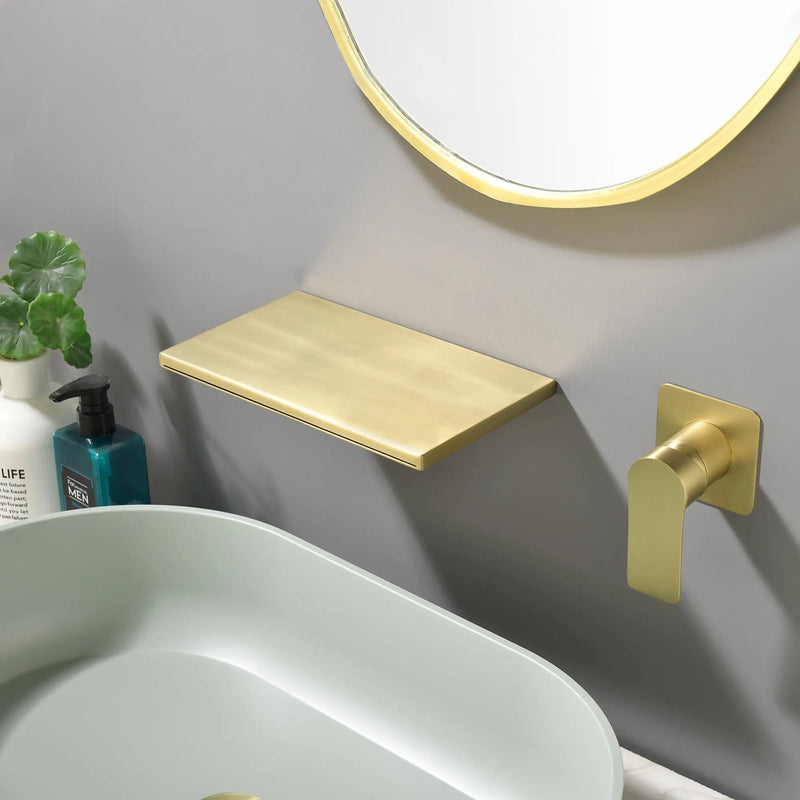 Wide Waterfall Faucet for Vessel Sinks Stainless Steel Single Lever Two Hole Wall Mounted Bathroom Faucet with Brass Connector wide-waterfall-faucet-for-vessel-sinks-stainless-steel-single-lever-two-hole-wall-mounted-bathroom-faucet-with-brass-connector 