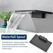 Wide Waterfall Faucet for Vessel Sinks Stainless Steel Single Lever Two Hole Wall Mounted Bathroom Faucet with Brass Connector wide-waterfall-faucet-for-vessel-sinks-stainless-steel-single-lever-two-hole-wall-mounted-bathroom-faucet-with-brass-connector 