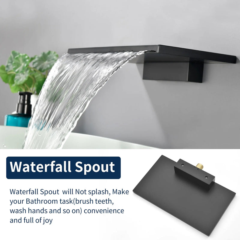 Wide Waterfall Faucet for Vessel Sinks Stainless Steel Single Lever Two Hole Wall Mounted Bathroom Faucet with Brass Connector wide-waterfall-faucet-for-vessel-sinks-stainless-steel-single-lever-two-hole-wall-mounted-bathroom-faucet-with-brass-connector 