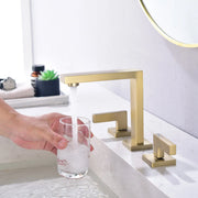 Widespread Bathroom Faucet 3 Hole 2-lever Vanity Faucet with Supply Hoses SUS 304 Stainless Steel bathroom-faucet-widespread-bathroom-faucet-3-hole-vanity-faucet-with-supply-hoses-sus-304-stainless-steel Brushed Gold / Brass & Stainless Steel