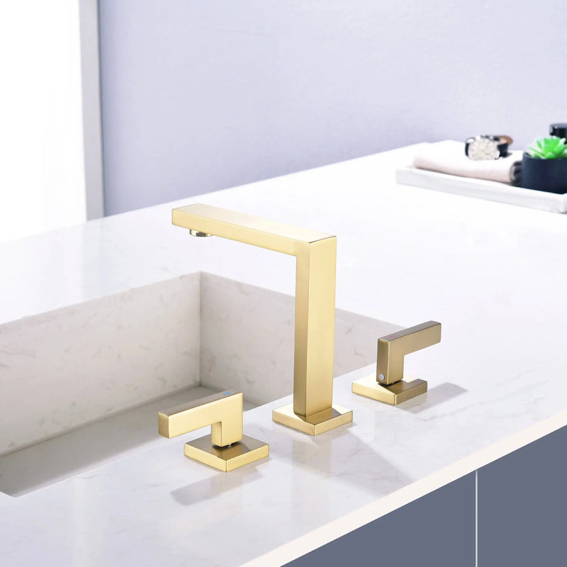 Widespread Bathroom Faucet 3 Hole 2-lever Vanity Faucet with Supply Hoses SUS 304 Stainless Steel bathroom-faucet-widespread-bathroom-faucet-3-hole-vanity-faucet-with-supply-hoses-sus-304-stainless-steel 
