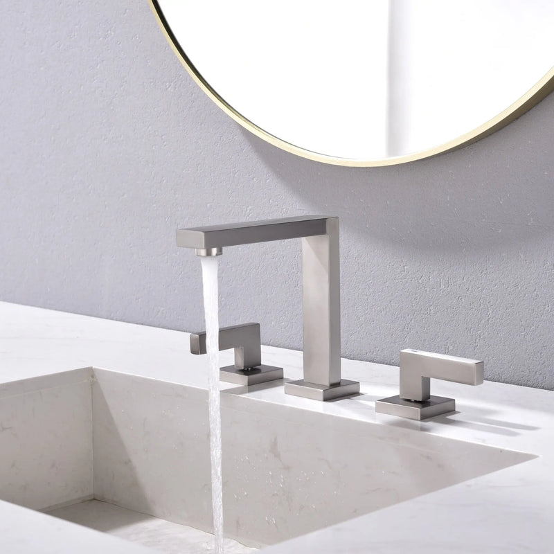 Widespread Bathroom Faucet 3 Hole 2-lever Vanity Faucet with Supply Hoses SUS 304 Stainless Steel bathroom-faucet-widespread-bathroom-faucet-3-hole-vanity-faucet-with-supply-hoses-sus-304-stainless-steel Brushed Nickel / Brass & Stainless Steel