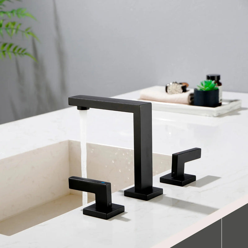 Widespread Bathroom Faucet 3 Hole 2-lever Vanity Faucet with Supply Hoses SUS 304 Stainless Steel bathroom-faucet-widespread-bathroom-faucet-3-hole-vanity-faucet-with-supply-hoses-sus-304-stainless-steel 
