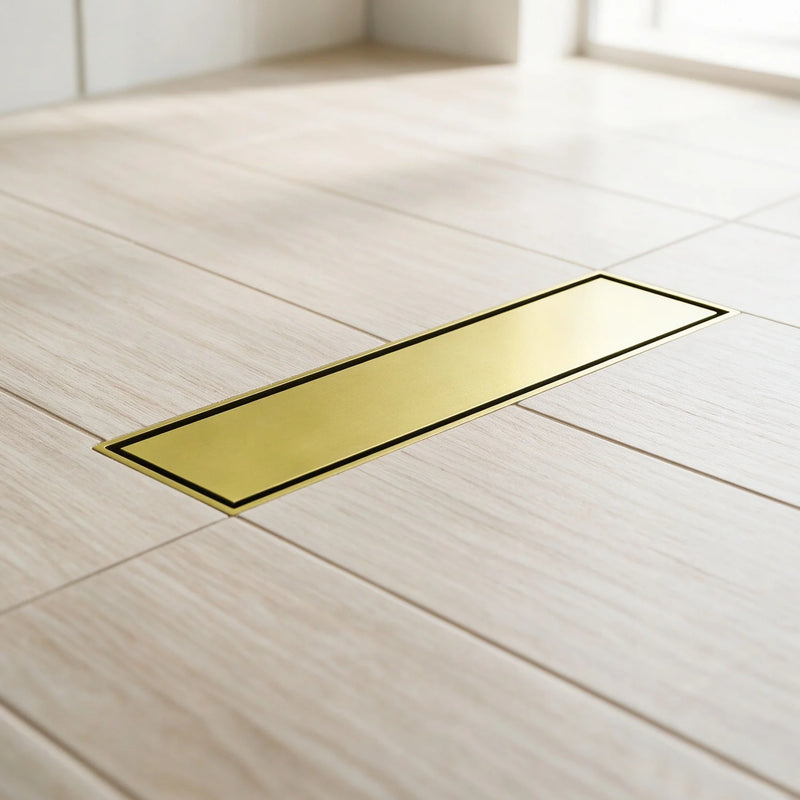 12 Inch Stainless Steel Linear Shower Drain, Rectangle Bathroom Floor Drain – Matte Black, Brushed Nickel & Brushed Gold