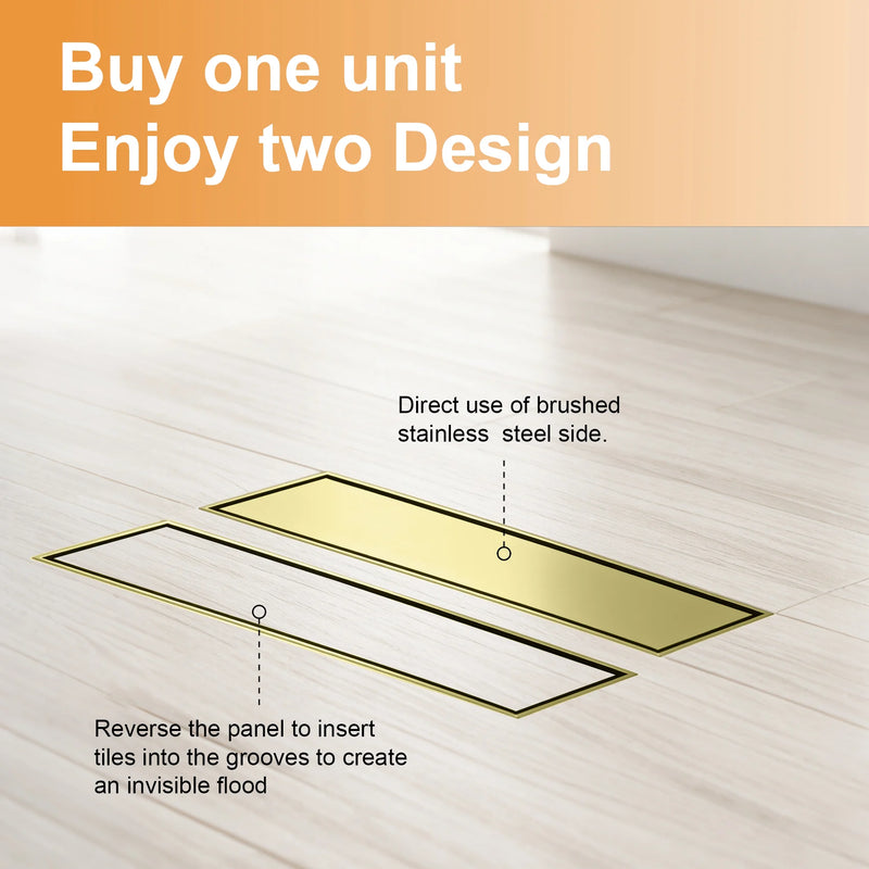 12 Inch Stainless Steel Linear Shower Drain, Rectangle Bathroom Floor Drain – Matte Black, Brushed Nickel & Brushed Gold