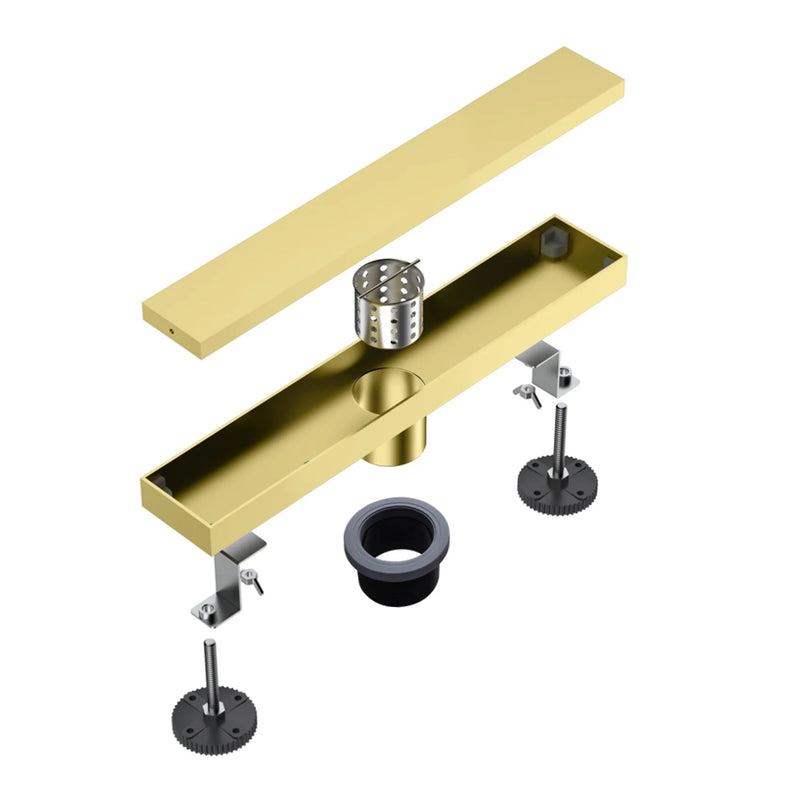 12 Inch Stainless Steel Linear Shower Drain, Rectangle Bathroom Floor Drain – Matte Black, Brushed Nickel & Brushed Gold