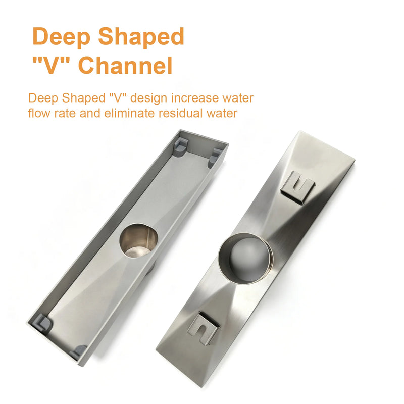 12 Inch Stainless Steel Linear Shower Drain, Rectangle Bathroom Floor Drain – Matte Black, Brushed Nickel & Brushed Gold