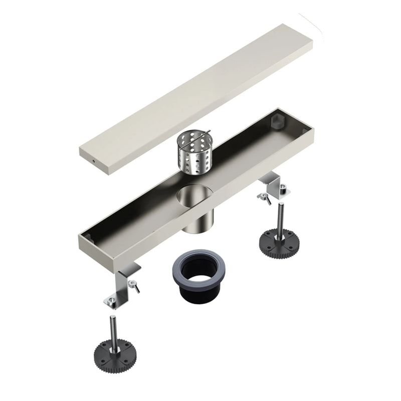 12 Inch Stainless Steel Linear Shower Drain, Rectangle Bathroom Floor Drain – Matte Black, Brushed Nickel & Brushed Gold