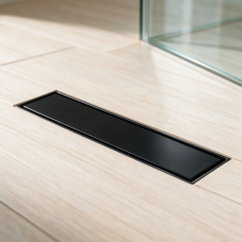 12 Inch Stainless Steel Linear Shower Drain, Rectangle Bathroom Floor Drain – Matte Black, Brushed Nickel & Brushed Gold