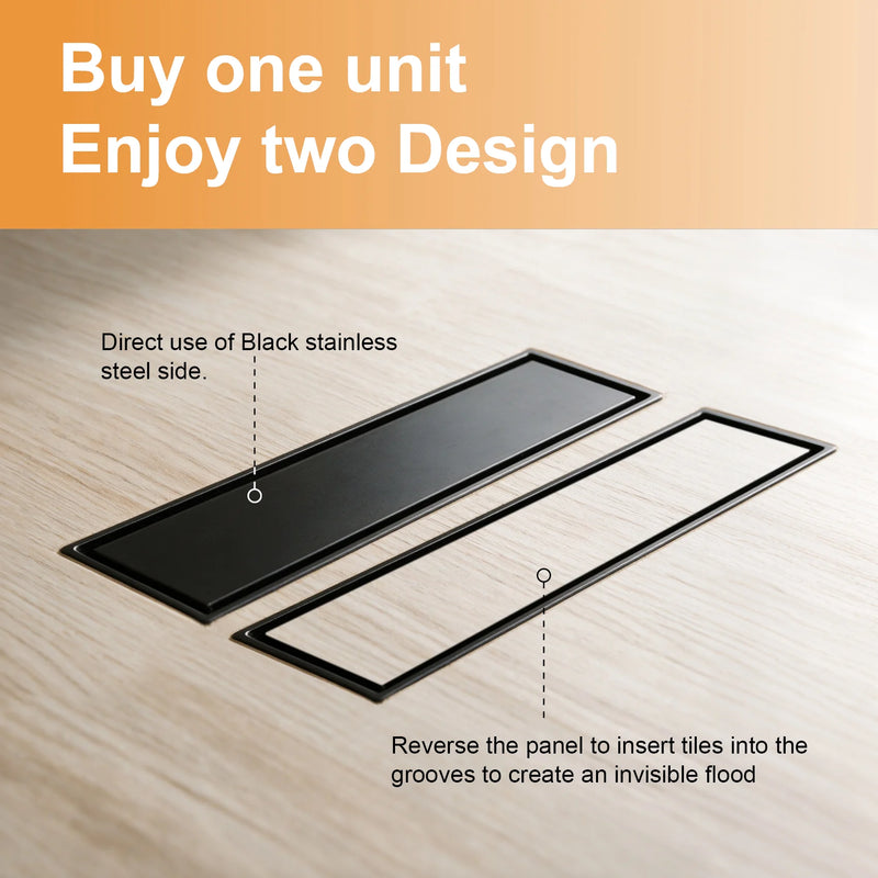 12 Inch Stainless Steel Linear Shower Drain, Rectangle Bathroom Floor Drain – Matte Black, Brushed Nickel & Brushed Gold