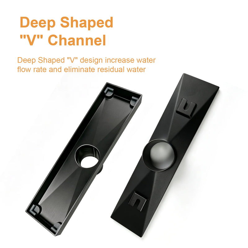 12 Inch Stainless Steel Linear Shower Drain, Rectangle Bathroom Floor Drain – Matte Black, Brushed Nickel & Brushed Gold