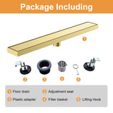 24-inch Rectangular Bathroom Floor Drain 304 Stainless Steel Long Shower Drain with Cover