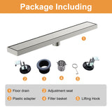 24-inch Rectangular Bathroom Floor Drain 304 Stainless Steel Long Shower Drain with Cover