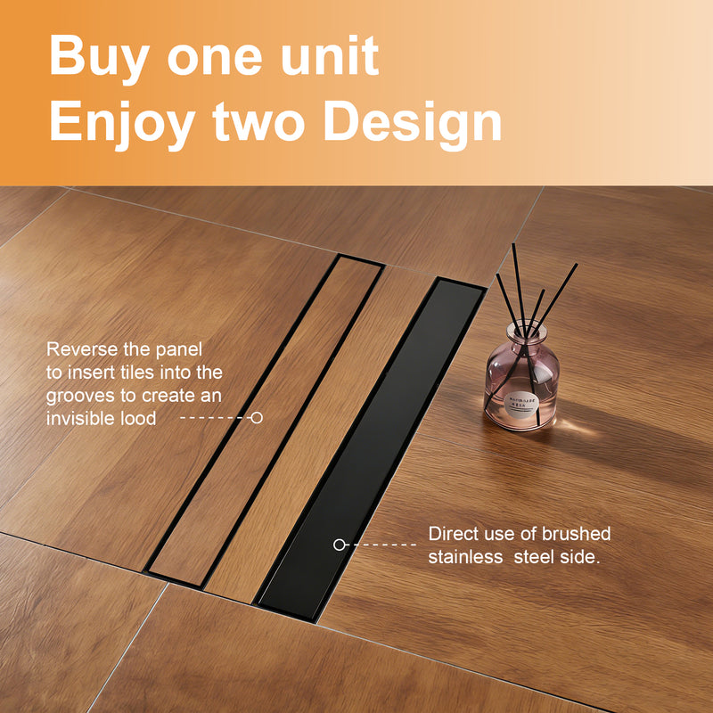 24-inch Rectangular Bathroom Floor Drain 304 Stainless Steel Long Shower Drain with Cover