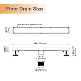 24-inch Rectangular Bathroom Floor Drain 304 Stainless Steel Long Shower Drain with Cover
