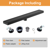 24-inch Rectangular Bathroom Floor Drain 304 Stainless Steel Long Shower Drain with Cover