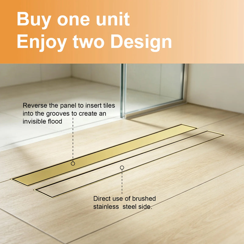32 Inch Stainless Steel Rectangle Linear Shower Drain for Bathroom – Matte Black, Brushed Nickel & Brushed Gold