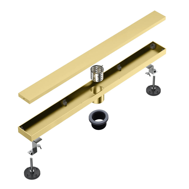 32 Inch Stainless Steel Rectangle Linear Shower Drain for Bathroom – Matte Black, Brushed Nickel & Brushed Gold